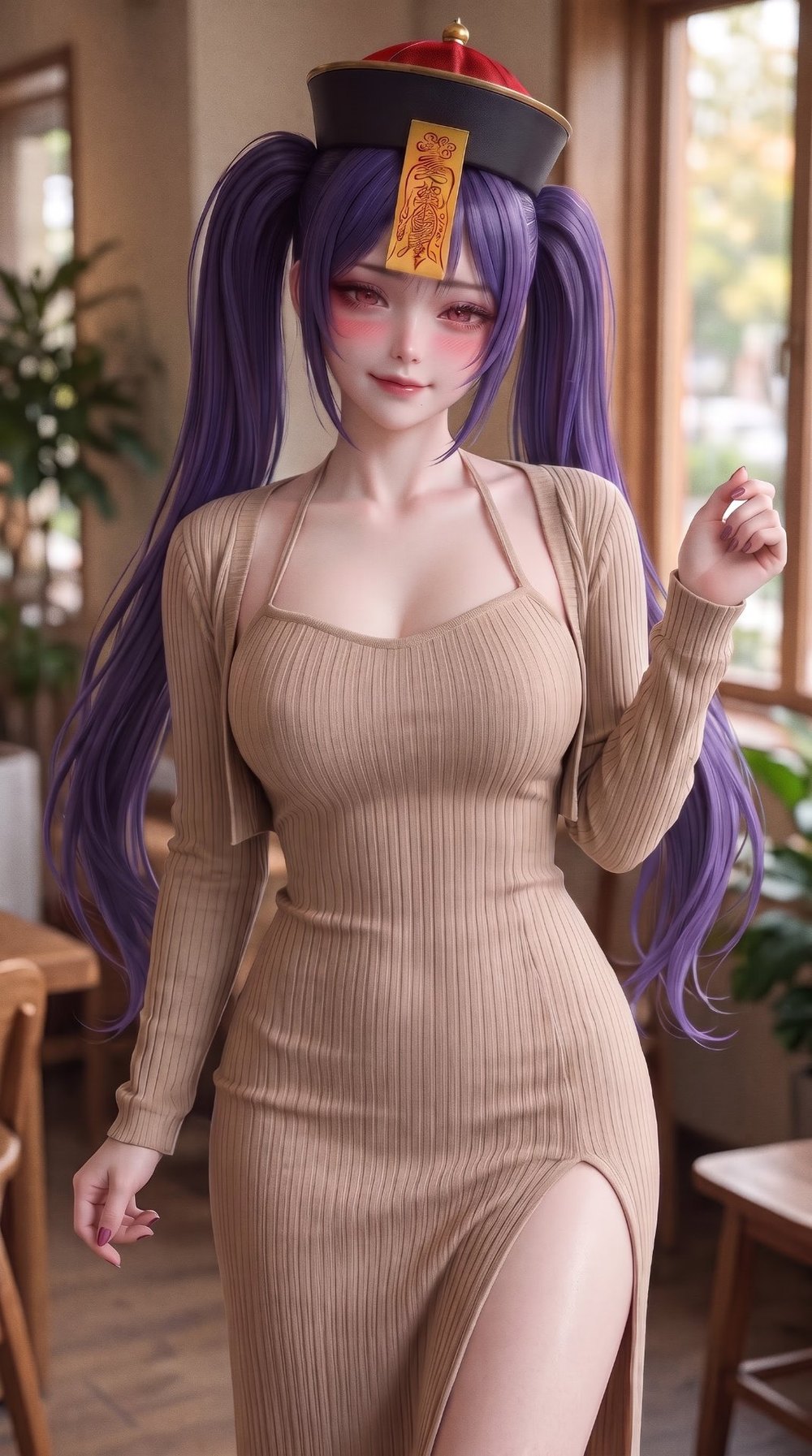 V10 米色罗纹 · 侧开衩