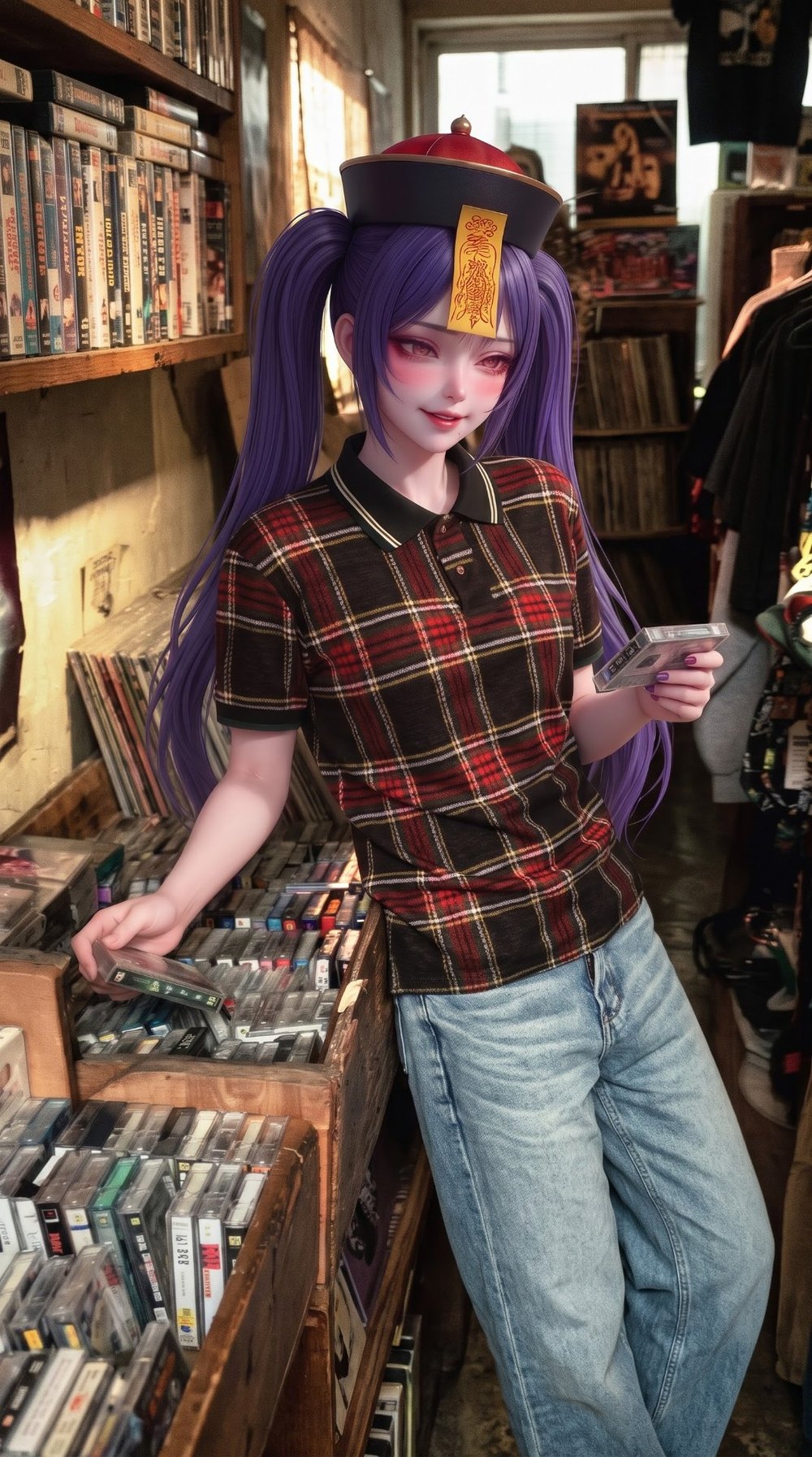 V14 红黑格纹 · 唱片店