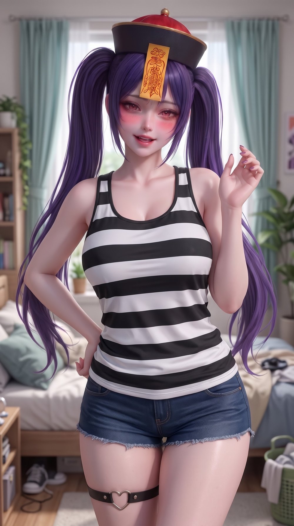 V17 黑白条纹 · 心形腿环
