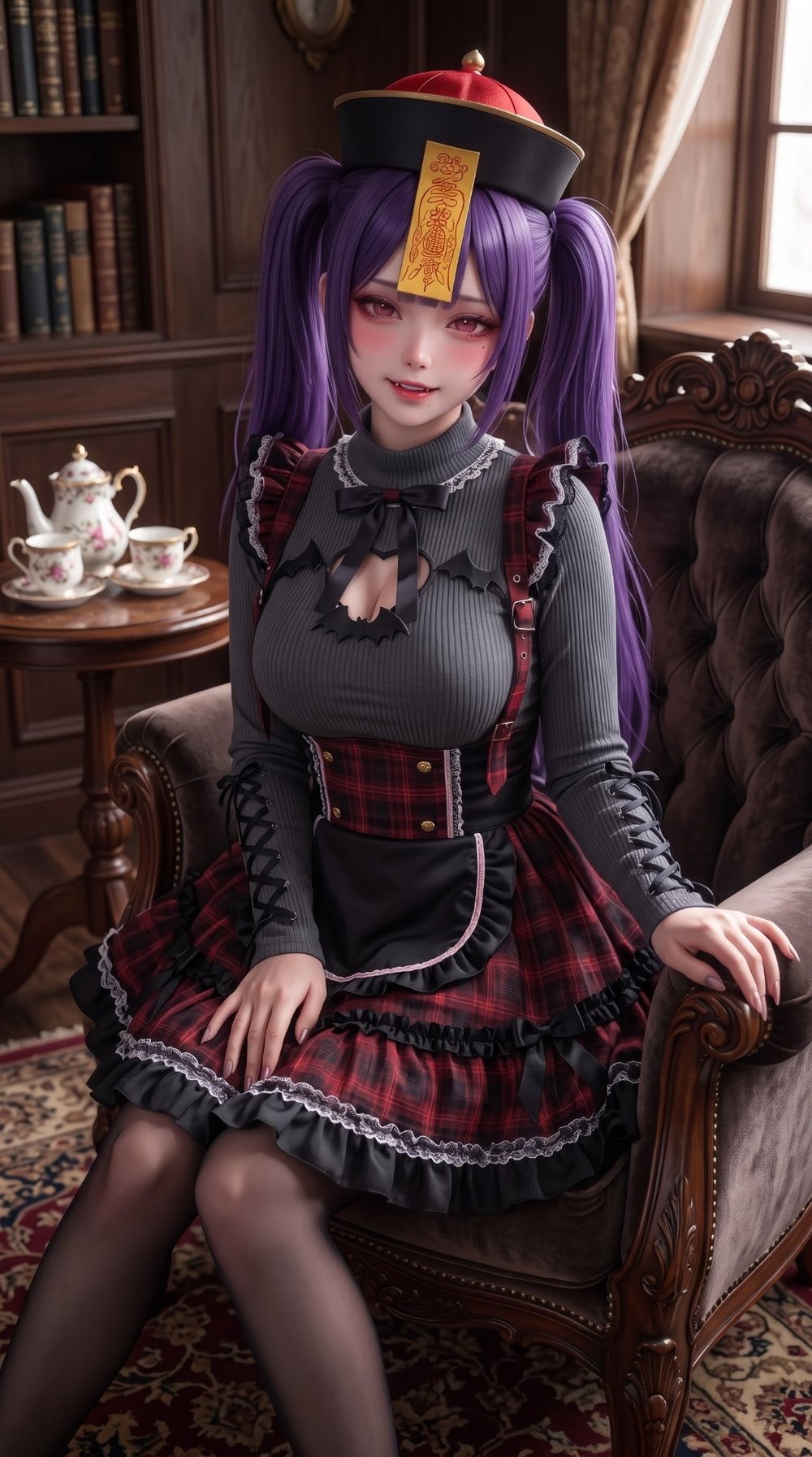 V21 红格女仆 · 灰高领